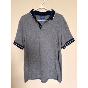 Apt 9 Mens XL Polo Shirt Heather Blue Short Sleeve Tipped Collar Cotton Blend